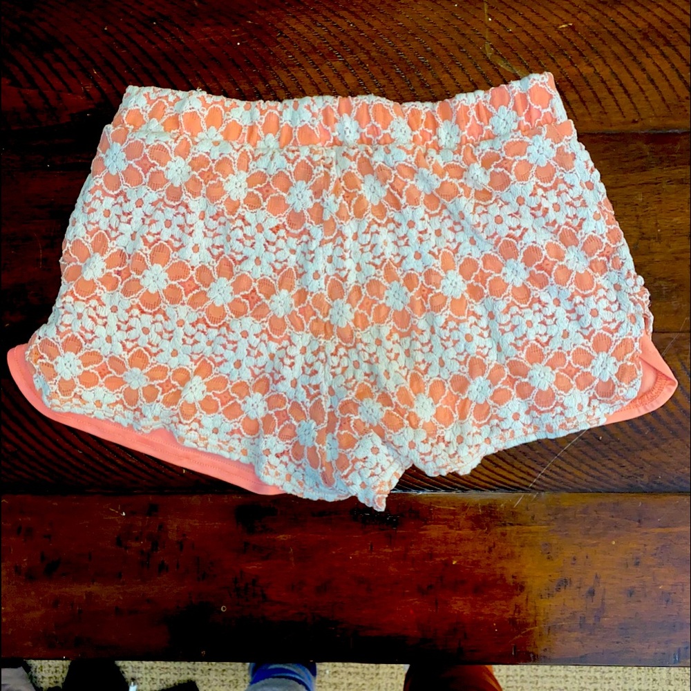 5/$20 Pink Crocheted Lace Shorts
